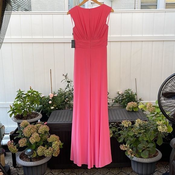 Ieena x Mac Duggal - Candy Pink Jersey Sleeveless Side Ruched Slit Gown Size 4 - Picture 11 of 17